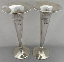 Edwardian Pair of Silver Trumpet Vases. Sheffield 1901 Joseph Rodgers & Sons.