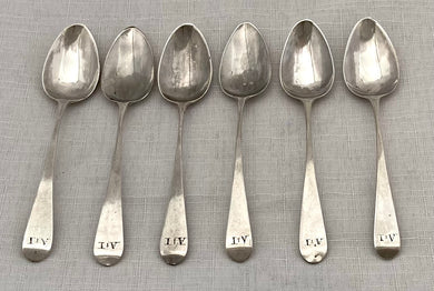 Georgian, George III, Six Silver Teaspoons. London 1803 Stephen Adams II. 1.8 troy ounces.