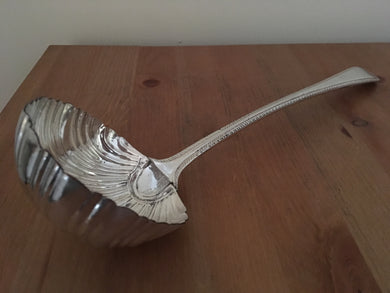 Rare Georgian, George III, Old Sheffield Plate, feather edge soup ladle.