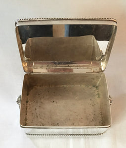 Goldsmiths and Silversmiths silver plated tea caddy box with lion mask handles.