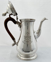 Georgian,  George III, Silver Armorial Coffee Pot. London 1763 William Grundy. 16 troy ounces.