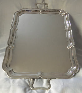 Substantial and impressive George V silver tray with scalloped border. Sheffield 1911 Mappin & Webb. 139 troy ounces.