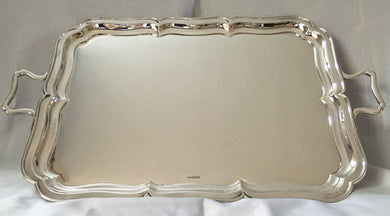 Substantial and impressive George V silver tray with scalloped border. Sheffield 1911 Mappin & Webb. 139 troy ounces.