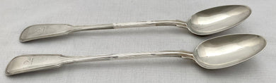 William IV Pair of Scottish Silver Basting Spoons. Glasgow 1831 Robert Gray & Son. 9.4 troy ounces.