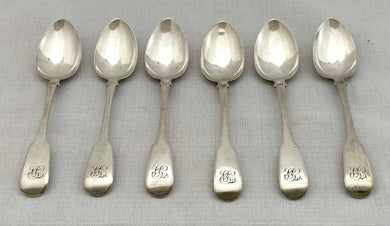 Georgian, George III, Six Silver Teaspoons. London 1818 Thomas Barker. 3.6 troy ounces.