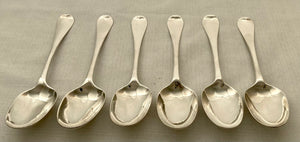 George II, Six Silver Bottom Struck Hanoverian Tablespoons. Veitch Family Crest. London 1753 Alexander Johnston. 14.3 troy ounces.