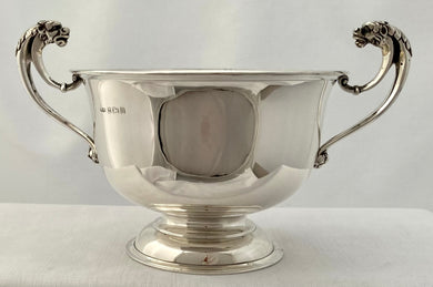 George V Silver Mask Head Bowl. Birmingham 1912 Edward Souter Barnsley. 14 troy ounces.