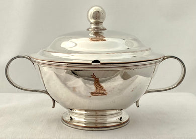 Georgian, George IV, Old Sheffield Plate Crested Sauce Tureen, circa 1820 - 1830.