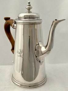Georgian, George II, Silver Coffee Pot. London 1730 Edward Vincent. 29 troy ounces.