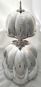 Victorian Pair of Silver Plated Crested Meat Domes. Elkington & Co. 1853/57.