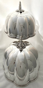 Victorian Pair of Silver Plated Crested Meat Domes. Elkington & Co. 1853/57.