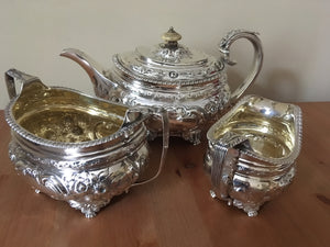 Georgian, George IV, silver tea service. London 1821/22 Thomas Barker. 36 troy ounces.