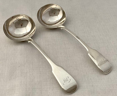 Victorian Pair of Silver Sauce Ladles. London 1862 Chawner & Co. 3.6 troy ounces.