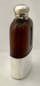 Asprey Silver Plate & Leather Mounted Glass Hip Flask.