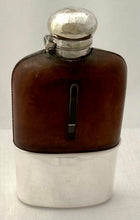 Asprey Silver Plate & Leather Mounted Glass Hip Flask.
