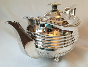 Georgian, George III, silver crested  teapot. London 1814.  20 troy ounces.