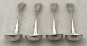 Georgian, George III, Four Scottish Silver Sauce Ladles. Edinburgh 1819 Andrew Wilkie. 3.8 troy ounces.