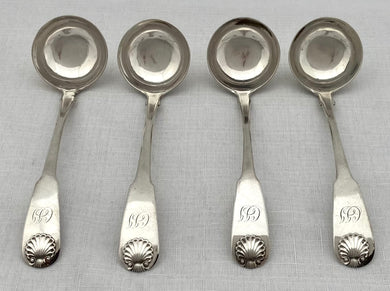 Georgian, George III, Four Scottish Silver Sauce Ladles. Edinburgh 1819 Andrew Wilkie. 3.8 troy ounces.