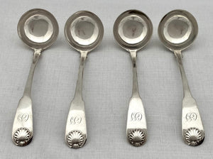 Georgian, George III, Four Scottish Silver Sauce Ladles. Edinburgh 1819 Andrew Wilkie. 3.8 troy ounces.