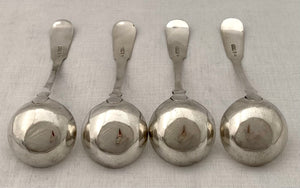 Georgian, George III, Four Scottish Silver Sauce Ladles. Edinburgh 1819 Andrew Wilkie. 3.8 troy ounces.