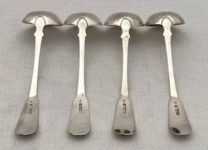 Georgian, George III, Four Scottish Silver Sauce Ladles. Edinburgh 1819 Andrew Wilkie. 3.8 troy ounces.