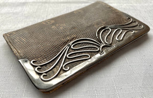 Art Nouveau Silver Mounted Snakeskin Wallet. Birmingham 1903 Ludwig Krumm.