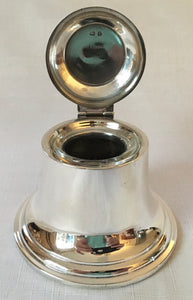 Edwardian Asprey novelty silver inkwell in the form of a bell. Birmingham 1908 Asprey & Co.