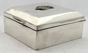 George V Silver Cigarette Box with Cypher for Earl Mountbatten of Burma. London 1912 Goldsmiths & Silversmiths Company.
