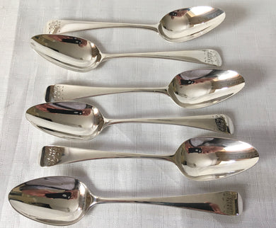 Georgian, George III set of six silver teaspoons. London 1802, Peter, Ann & William Bateman. 3 troy ounces.