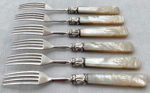 William IV Cased Set of Silver & Carved Mother of Pearl Dessert Cutlery for Six. Sheffield 1836 Aaron Hadfield.