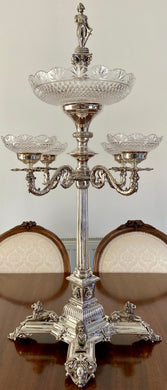 Magnificent Silver Plated & Cut Glass Nelson's Column Four Branch Centrepiece.