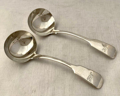 Victorian Pair of Silver Sauce Ladles. London 1852 Samuel Hayne & Dudley Cater. 4 troy ounces.