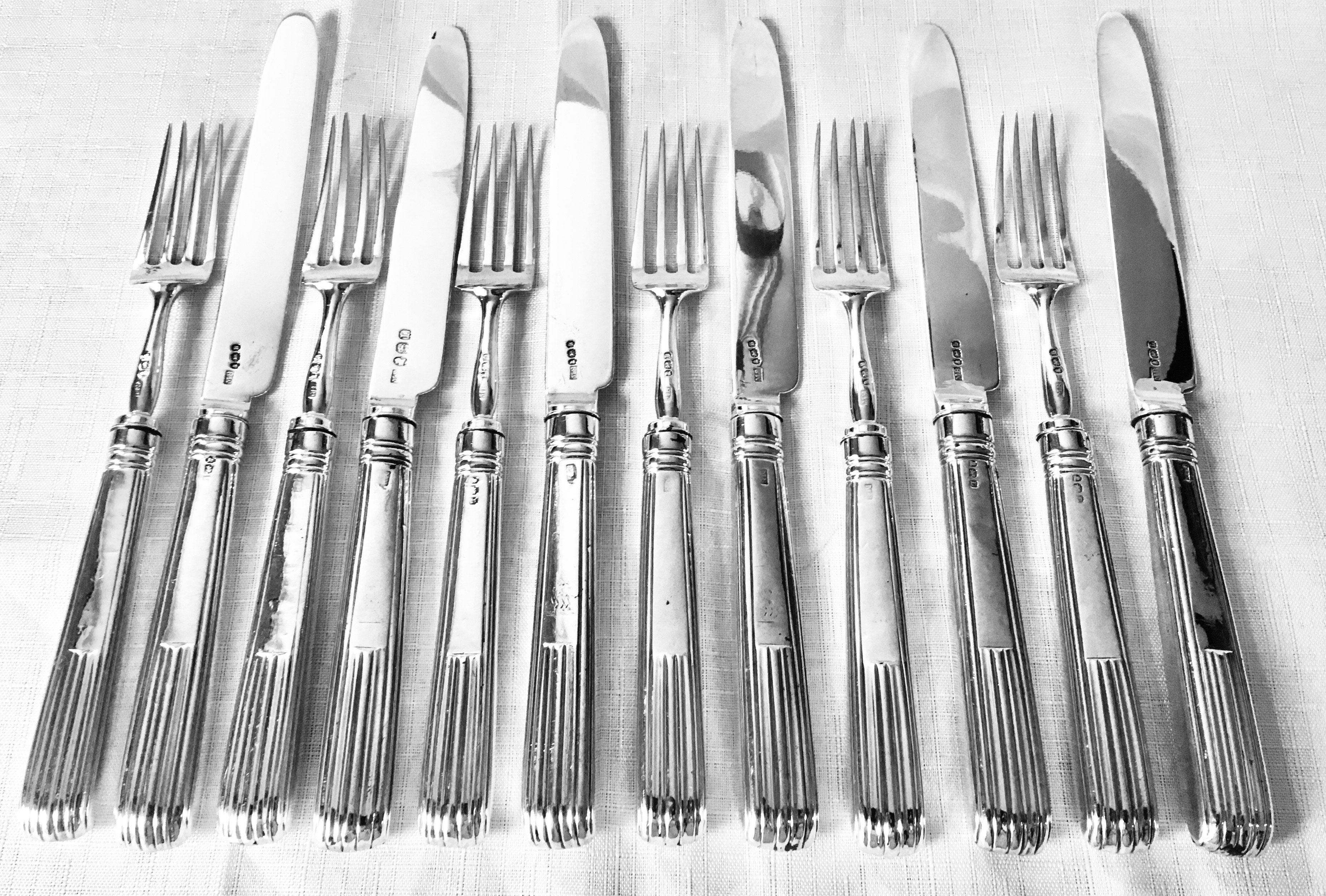 Moses Brent Georgian-George III Sterling Silver & Steel Antique cheapest Dessert Cutlery (1802), motto Dread God.