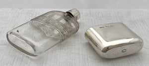 Edwardian Silver & Cut Glass Hip Flask. London 1906 Charles & George Asprey.
