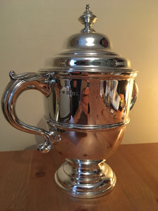 George V silver cup and cover in Queen Anne style. London 1922 C S Harris & Sons. 27 troy ounces.
