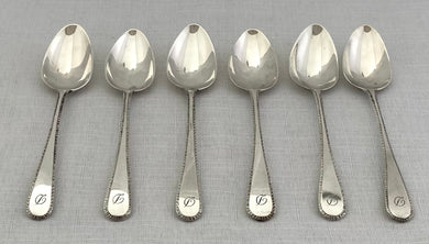 Georgian, George III,  Six Silver Feather Edge Teaspoons. London 1808 Solomon Hougham. 2.8 troy ounces.