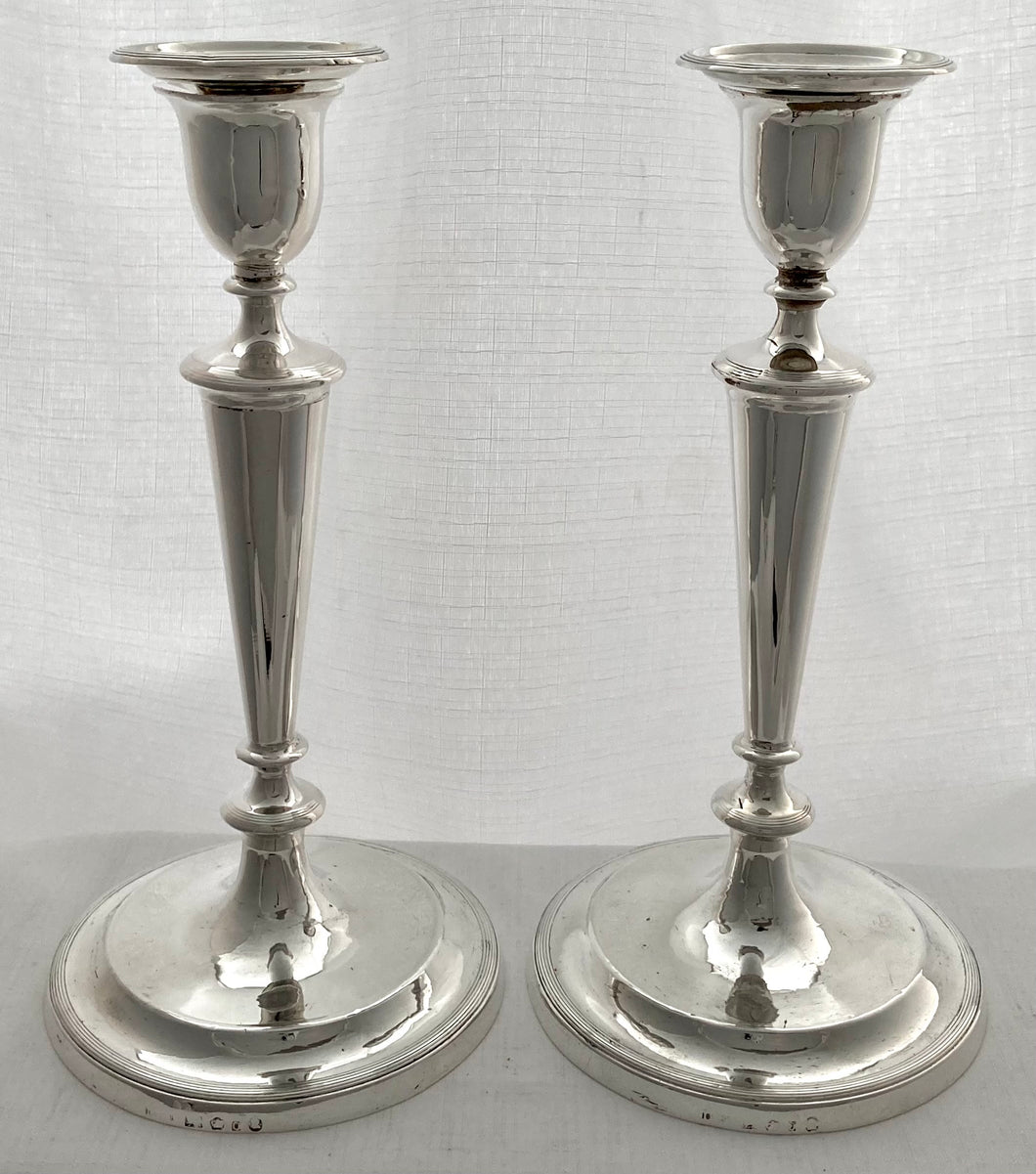 Georgian, George III, Pair of Crested Silver Candlesticks. Sheffield 1793 John Parsons & Co.