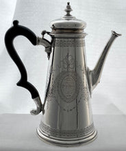 Georgian, George II, Silver Coffee Pot Crested for Baron Monson. London 1731 Thomas Tearle. 29.7 troy ounces.