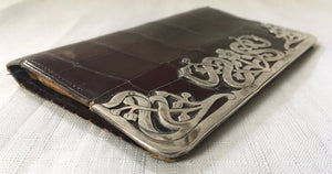 Art Nouveau reptile leather wallet with silver mount. Birmingham 1901 Ludwig Krumm.