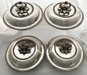 Georgian, George IV, Set of Four Old Sheffield Plate Circular Entree Dishes. circa 1810 - 1830.