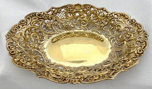 Victorian Silver Gilt Dish. London 1898 William Comyns & Sons. 6.1 troy ounces.