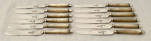Georgian, George III, Cased Set of Crested Silver & Mother of Pearl Dessert Knives & Forks for Twelve, circa 1810.