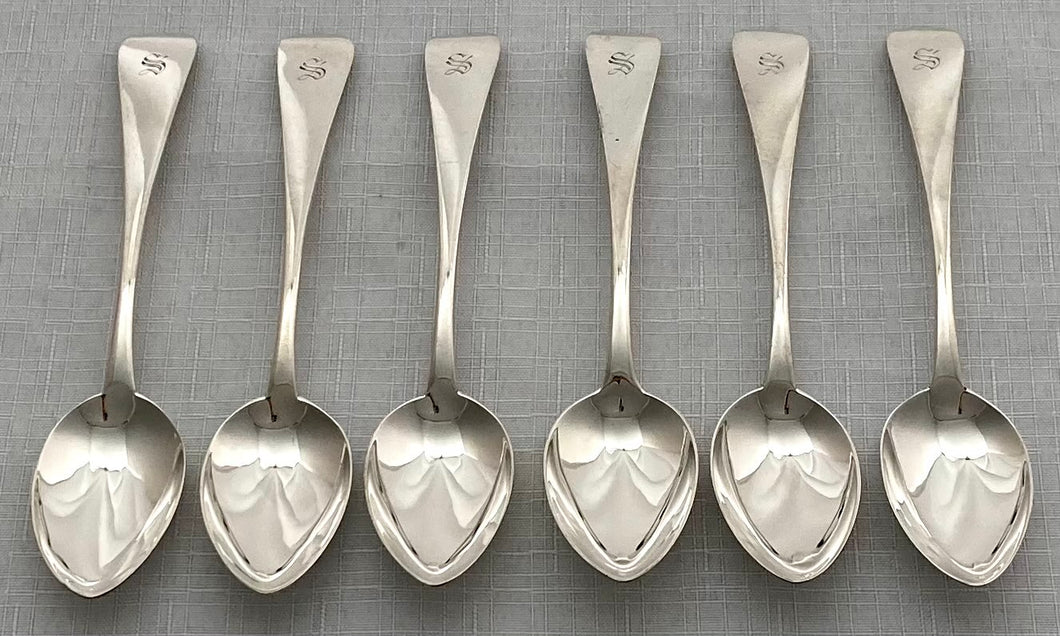 York Silver Set of Six George IV Teaspoons. York 1828 James Barber, George Cattle II & William North. 3.7 troy ounces.