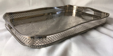 Elizabeth II silver plate on copper gallery tray. Sheffield made.