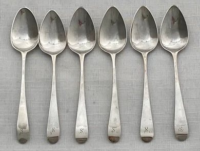 Georgian, George III, Six Silver Teaspoons. London 1806 Peter & William Bateman. 2 troy ounces.