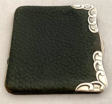 Edwardian Silver Mounted Leather Card Case. Birmingham 1901 Ludwig Krumm.