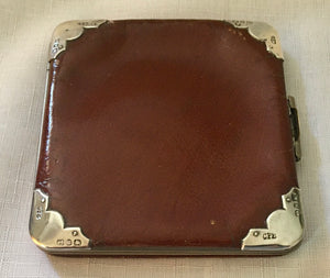 Victorian Silver Mounted Leather Card Case. Birmingham 1896 Charles Penny Brown.
