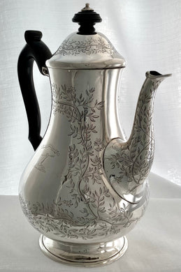 Victorian Silver Coffee Pot Crested for Elliot of Minto. London 1847 R & S Garrard & Co. 21.8 troy ounces.