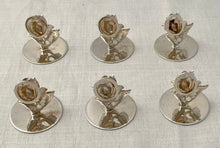 Elizabeth II Cased Set of Six Silver Rose Place Card Holders, Birmingham 1998/99. 3.2 troy ounces.