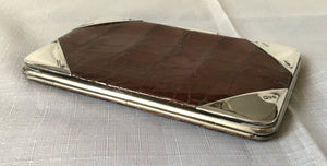 Victorian silver mounted reptile leather card case. London 1899 Henry Matthews.